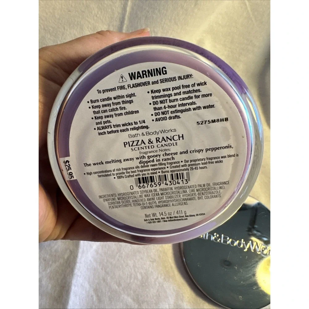 NEW Bath & Body Works Pizza & Ranch Soy Wax‎ Blend Limited Edition 3-Wick Candle